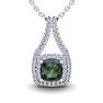 2-1/4 Carat Cushion Shape Mystic Topaz Necklace With Double Diamond Halo In 14 Karat White Gold, 18 Inches Image-1