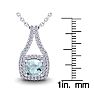 Aquamarine Necklace: Aquamarine Jewelry: 2 1/4 Carat Cushion Cut Aquamarine and Double Halo Diamond Necklace In 14 Karat White Gold, 18 Inches Image-3