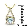Aquamarine Necklace: Aquamarine Jewelry: 2 1/4 Carat Cushion Cut Aquamarine and Double Halo Diamond Necklace In 14 Karat Yellow Gold, 18 Inches Image-3