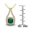 2 Carat Cushion Shape Emerald Necklaces With Double Halo Diamonds In 14 Karat Yellow Gold, 18 Inch Chain Image-3