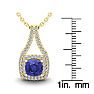 2 Carat Cushion Cut Tanzanite and Double Halo Diamond Necklace In 14 Karat Yellow Gold, 18 Inches Image-3