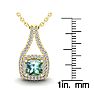 2 Carat Cushion Cut Green Amethyst and Double Halo Diamond Necklace In 14 Karat Yellow Gold, 18 Inches Image-3