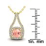 2-1/4 Carat Cushion Shape Morganite Necklace and Double Diamond Halo In 14 Karat Yellow Gold With 18 Inch Chain Image-3