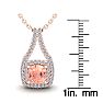 2-1/4 Carat Cushion Shape Morganite Necklace and Double Diamond Halo In 14 Karat Rose Gold With 18 Inch Chain Image-3