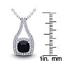 2 1/3 Carat Cushion Cut Sapphire and Double Halo Diamond Necklace In 14 Karat White Gold, 18 Inches Image-3