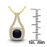 2 1/3 Carat Cushion Cut Sapphire and Double Halo Diamond Necklace In 14 Karat Yellow Gold, 18 Inches Image-3