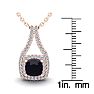 2 1/3 Carat Cushion Cut Sapphire and Double Halo Diamond Necklace In 14 Karat Rose Gold, 18 Inches Image-3