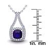 2 3/4 Carat Cushion Cut Amethyst and Double Halo Diamond Necklace In 14 Karat White Gold, 18 Inches Image-3