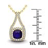 2 3/4 Carat Cushion Cut Amethyst and Double Halo Diamond Necklace In 14 Karat Yellow Gold, 18 Inches Image-3