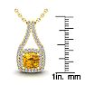 2 3/4 Carat Cushion Cut Citrine and Double Halo Diamond Necklace In 14 Karat Yellow Gold, 18 Inches Image-3