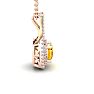 2 3/4 Carat Cushion Cut Citrine and Double Halo Diamond Necklace In 14 Karat Rose Gold, 18 Inches Image-2