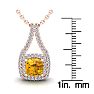 2 3/4 Carat Cushion Cut Citrine and Double Halo Diamond Necklace In 14 Karat Rose Gold, 18 Inches Image-3