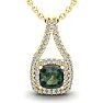 2-3/4 Carat Cushion Shape Mystic Topaz Necklace With Double Diamond Halo In 14 Karat Yellow Gold, 18 Inches Image-1
