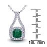 2-3/4 Carat Cushion Shape Emerald Necklaces With Double Halo Diamonds In 14 Karat White Gold, 18 Inch Chain Image-3