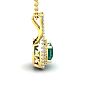 2-3/4 Carat Cushion Shape Emerald Necklaces With Double Halo Diamonds In 14 Karat Yellow Gold, 18 Inch Chain Image-2