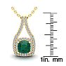 2-3/4 Carat Cushion Shape Emerald Necklaces With Double Halo Diamonds In 14 Karat Yellow Gold, 18 Inch Chain Image-3