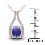 3 1/3 Carat Cushion Cut Tanzanite and Double Halo Diamond Necklace In 14 Karat Rose Gold, 18 Inches Image-3