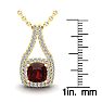 Garnet Necklace: Garnet Jewelry: 4 Carat Cushion Cut Garnet and Double Halo Diamond Necklace In 14 Karat Yellow Gold, 18 Inches Image-3