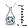 2 3/4 Carat Cushion Cut Green Amethyst and Double Halo Diamond Necklace In 14 Karat White Gold, 18 Inches Image-3