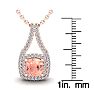 3-3/4 Carat Cushion Shape Morganite Necklace and Double Diamond Halo In 14 Karat Rose Gold With 18 Inch Chain Image-3