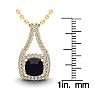 3 3/4 Carat Cushion Cut Sapphire and Double Halo Diamond Necklace In 14 Karat Yellow Gold, 18 Inches Image-3