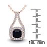 3 3/4 Carat Cushion Cut Sapphire and Double Halo Diamond Necklace In 14 Karat Rose Gold, 18 Inches Image-3