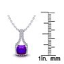 1 Carat Cushion Cut Amethyst and Classic Halo Diamond Necklace In 14 Karat White Gold, 18 Inches Image-3