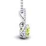 1 1/4 Carat Cushion Cut Peridot and Classic Halo Diamond Necklace In 14 Karat White Gold, 18 Inches Image-2
