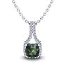 1-1/2 Carat Cushion Shape Mystic Topaz Necklace With Diamond Halo In 14 Karat White Gold, 18 Inches Image-1
