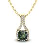 1-1/2 Carat Cushion Shape Mystic Topaz Necklace With Diamond Halo In 14 Karat Yellow Gold, 18 Inches Image-1