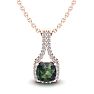1-1/2 Carat Cushion Shape Mystic Topaz Necklace With Diamond Halo In 14 Karat Rose Gold, 18 Inches Image-1