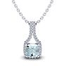 Aquamarine Necklace: Aquamarine Jewelry: 1 Carat Cushion Cut Aquamarine and Classic Halo Diamond Necklace In 14 Karat White Gold, 18 Inches
