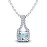 Aquamarine Necklace: Aquamarine Jewelry: 1 Carat Cushion Cut Aquamarine and Classic Halo Diamond Necklace In 14 Karat White Gold, 18 Inches Image-1