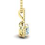 Aquamarine Necklace: Aquamarine Jewelry: 1 Carat Cushion Cut Aquamarine and Classic Halo Diamond Necklace In 14 Karat Yellow Gold, 18 Inches Image-2