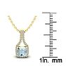 Aquamarine Necklace: Aquamarine Jewelry: 1 Carat Cushion Cut Aquamarine and Classic Halo Diamond Necklace In 14 Karat Yellow Gold, 18 Inches Image-3