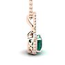 1-1/3 Carat Cushion Shape Emerald Necklaces With Diamond Halo In 14 Karat Rose Gold, 18 Inch Chain Image-2