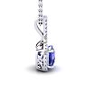 1 1/4 Carat Cushion Cut Tanzanite and Classic Halo Diamond Necklace In 14 Karat White Gold, 18 Inches Image-2