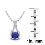 1 1/4 Carat Cushion Cut Tanzanite and Classic Halo Diamond Necklace In 14 Karat White Gold, 18 Inches Image-3