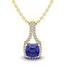 1 1/4 Carat Cushion Cut Tanzanite and Classic Halo Diamond Necklace In 14 Karat Yellow Gold, 18 Inches Image-1