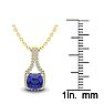 1 1/4 Carat Cushion Cut Tanzanite and Classic Halo Diamond Necklace In 14 Karat Yellow Gold, 18 Inches Image-3