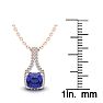 1 1/4 Carat Cushion Cut Tanzanite and Classic Halo Diamond Necklace In 14 Karat Rose Gold, 18 Inches Image-3