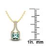 1 Carat Cushion Cut Green Amethyst and Classic Halo Diamond Necklace In 14 Karat Yellow Gold, 18 Inches Image-3
