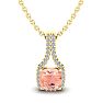1 Carat Cushion Shape Morganite Necklace with Diamond Halo In 14 Karat Yellow Gold With 18 Inch Chain Image-1