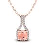 1 Carat Cushion Shape Morganite Necklace with Diamond Halo In 14 Karat Rose Gold With 18 Inch Chain Image-1