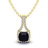 1 1/4 Carat Cushion Cut Sapphire and Classic Halo Diamond Necklace In 14 Karat Yellow Gold, 18 Inches Image-1