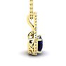1 1/4 Carat Cushion Cut Sapphire and Classic Halo Diamond Necklace In 14 Karat Yellow Gold, 18 Inches Image-2