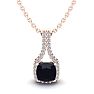 1 1/4 Carat Cushion Cut Sapphire and Classic Halo Diamond Necklace In 14 Karat Rose Gold, 18 Inches Image-1