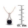 1 1/4 Carat Cushion Cut Sapphire and Classic Halo Diamond Necklace In 14 Karat Rose Gold, 18 Inches Image-3