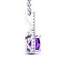 2 Carat Cushion Cut Amethyst and Classic Halo Diamond Necklace In 14 Karat White Gold, 18 Inches Image-2