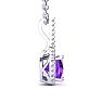 2 Carat Cushion Cut Amethyst and Classic Halo Diamond Necklace In 14 Karat White Gold, 18 Inches Image-2